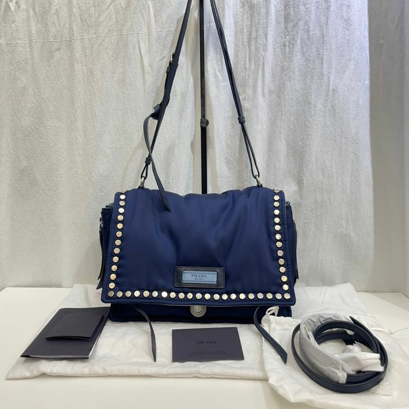 【包稅】PRADA 1BD081 禮儀海軍藍肩斜背包-0