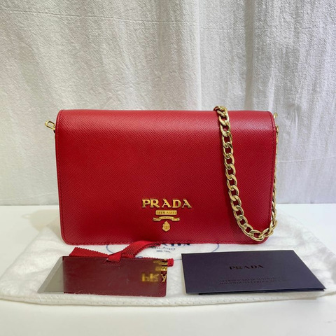【包稅】PRADA Saffiano Lux 鏈條斜背包 1BP006