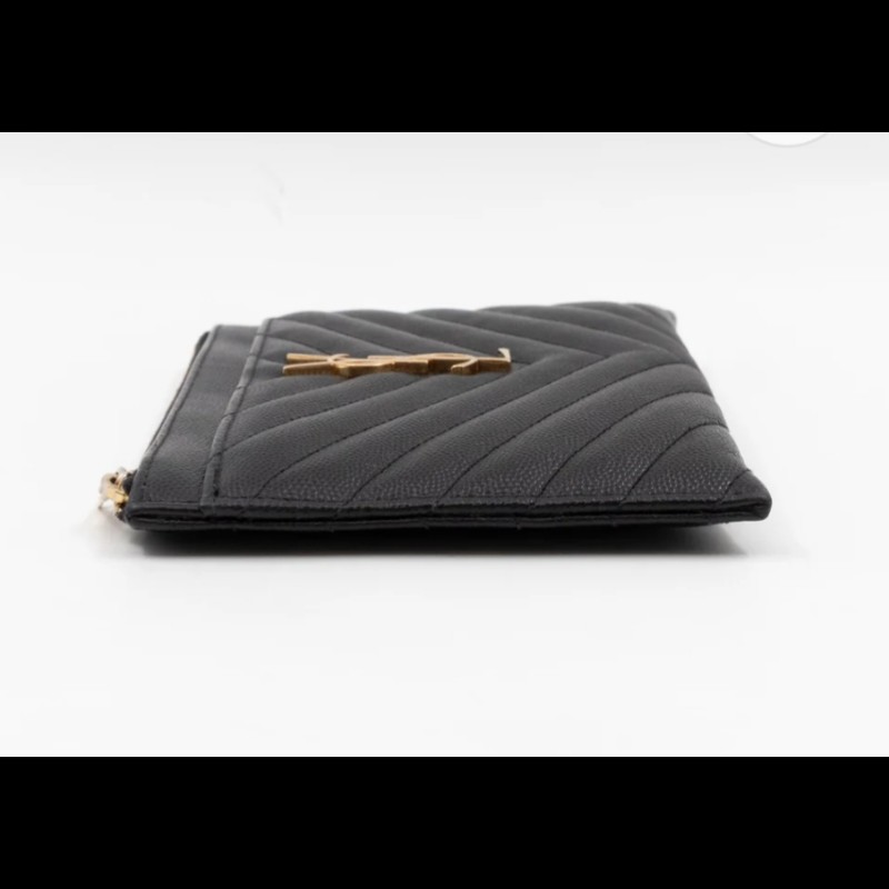 Saint Laurent黑色皮革山形紋拉鍊手拿包-8