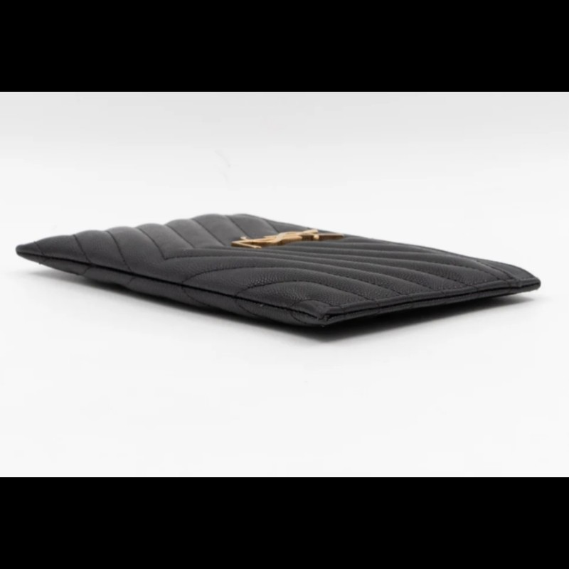 Saint Laurent黑色皮革山形紋拉鍊手拿包-9