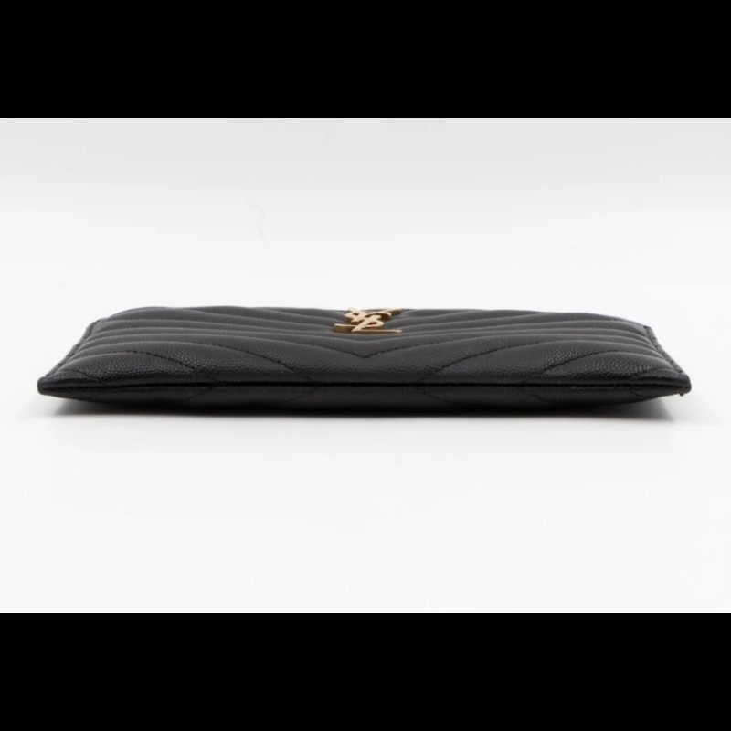 Saint Laurent黑色皮革山形紋拉鍊手拿包-12