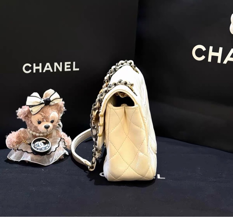 【97新 ✨ 全網最低價！】Chanel 22c限量款 白色徽章cf 大mini 鴛鴦扣 芯片款-5