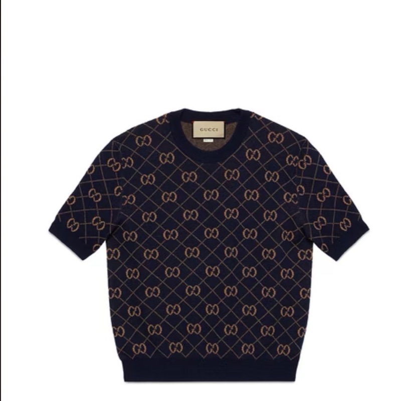 99新閑置品 Gucci 古馳 老花滿logo 半袖羊毛xxs-4