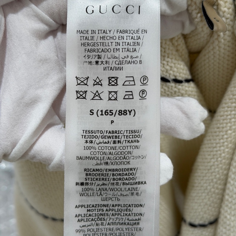 全新帶吊牌GUCCI 古馳款蝴蝶結棉質針織連衣裙白色S碼-14