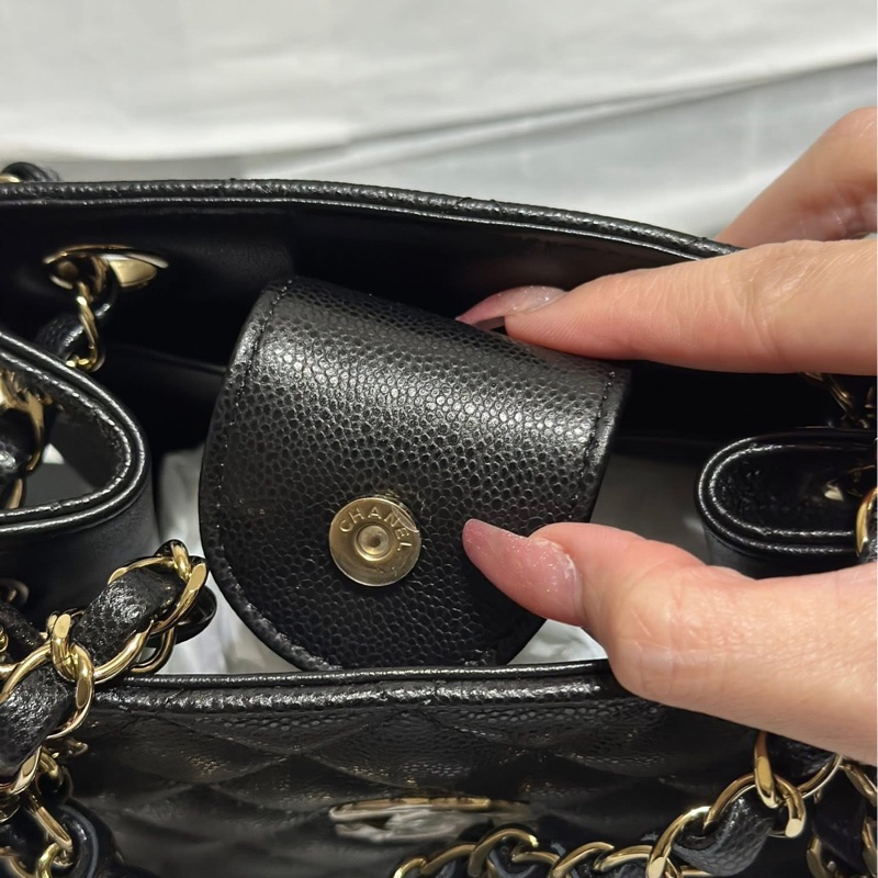 全新全配 Chanel 25C mini tote 牛皮黑-6