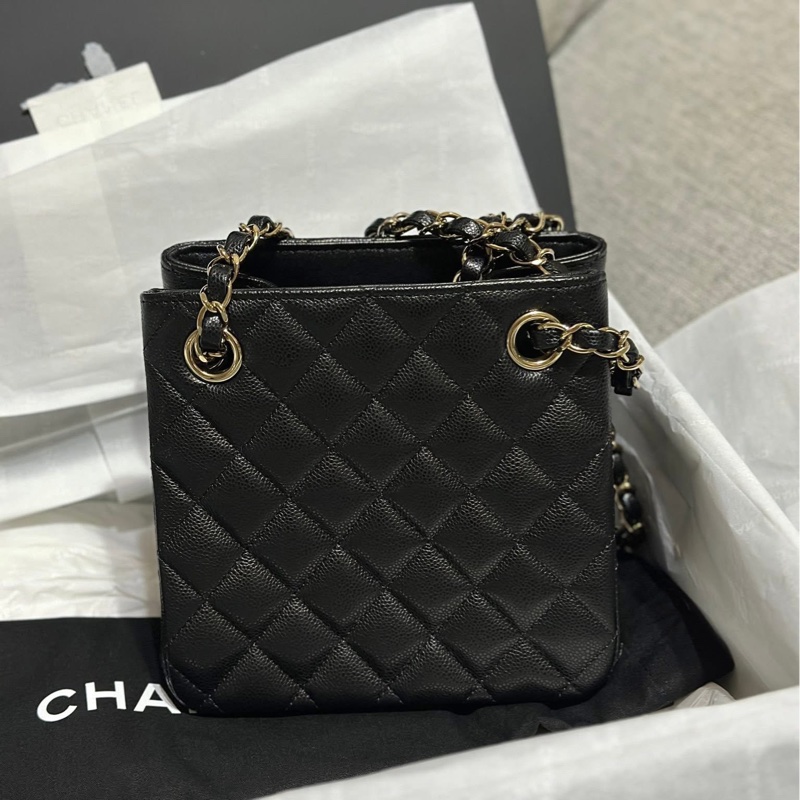 全新全配 Chanel 25C mini tote 黑牛皮-5