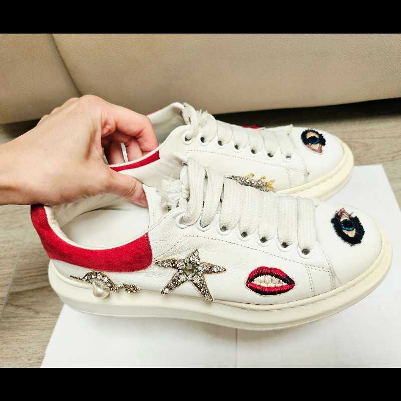 Alexander McQueen 限量精緻刺繡工藝厚底白鞋 💖-20