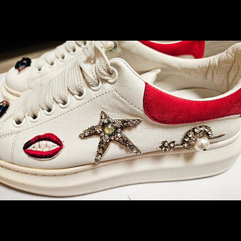 Alexander McQueen 限量精緻刺繡工藝厚底白鞋 💖-28