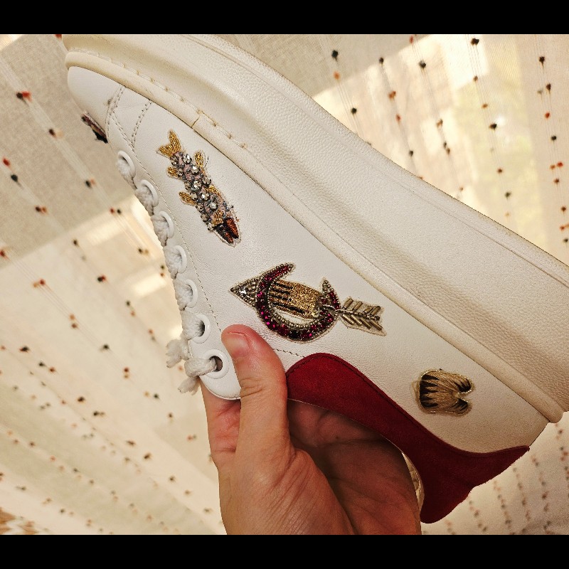 Alexander McQueen 限量精緻刺繡工藝厚底白鞋 💖-29