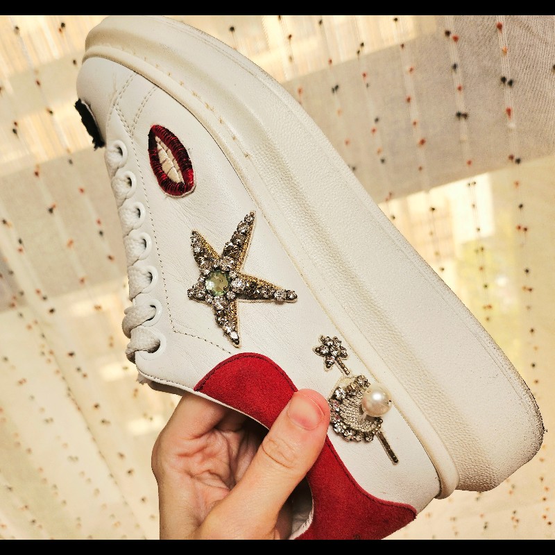 Alexander McQueen 限量精緻刺繡工藝厚底白鞋 💖-31