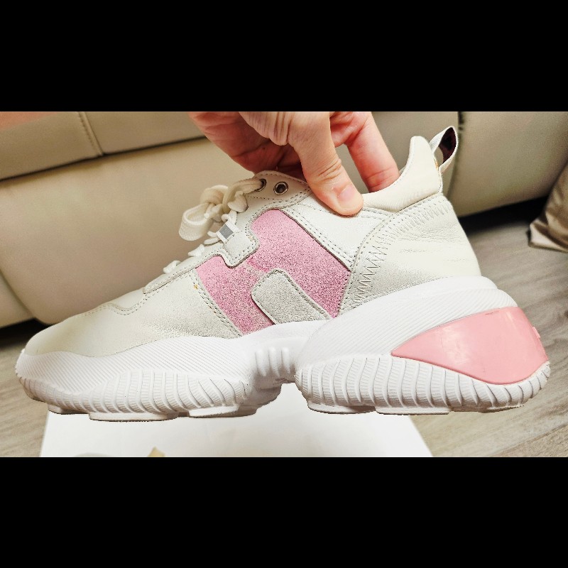 ​💖 【限量】HOGAN Rebel 限量粉紅水鑽厚底小白鞋 💖-3