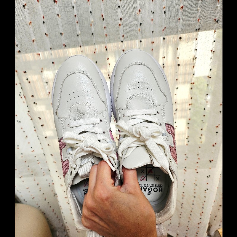 ​💖 【限量】HOGAN Rebel 限量粉紅水鑽厚底小白鞋 💖-20