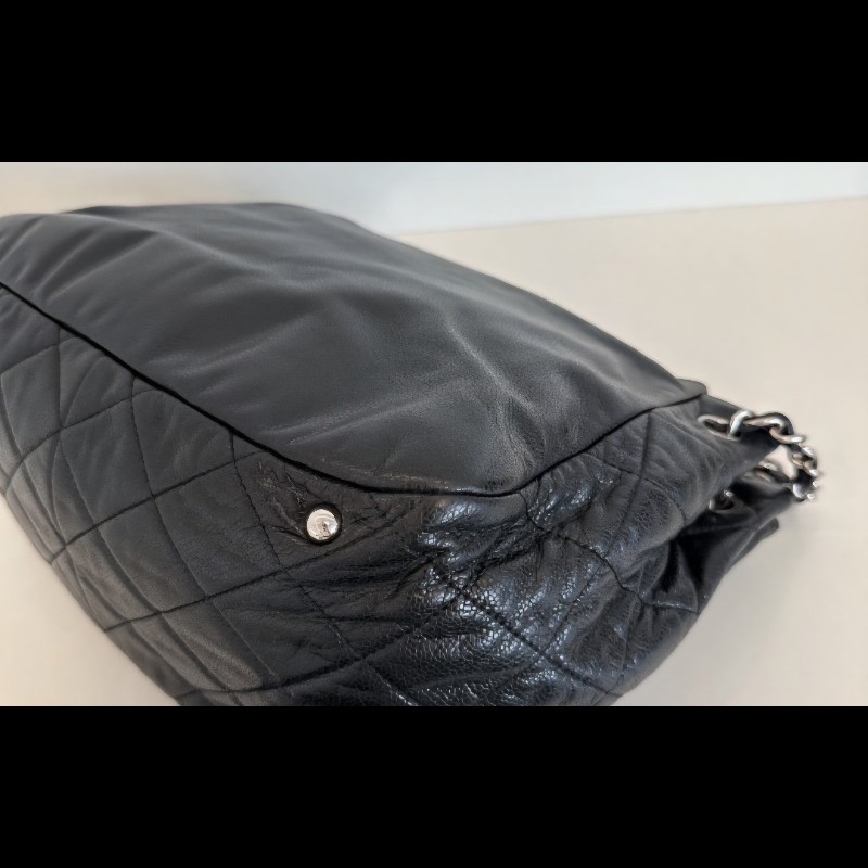 CHANEL 98新2way單肩側背/流浪背/浮雕雙C銀色皮穿鏈機場包-7