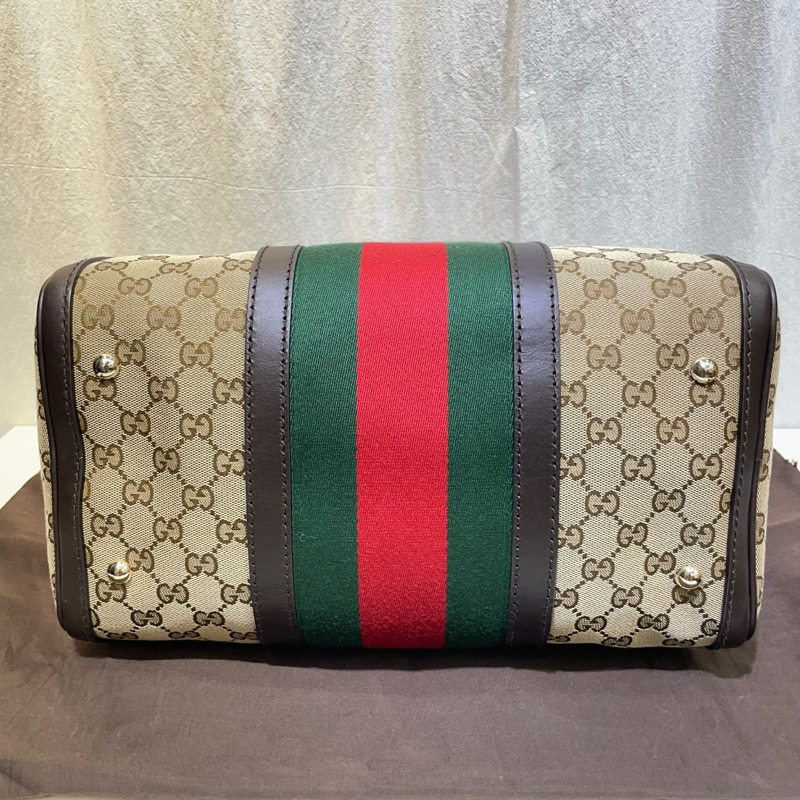 【包稅】GUCCI Supreme帆布三條紋波士頓包單肩包 247205-5
