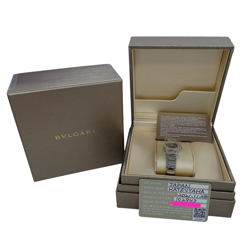 寶格麗女士石英腕錶，QZ系列不鏽鋼錶殼，SS，BB23S，銀/黑色，拋光，圓形錶盤-6