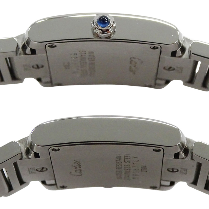 卡地亞 Tank Française 女士腕錶，SM 石英機芯，QZ 不鏽鋼錶殼，型號 W51008Q3，銀色/象牙色錶盤，拋光處理-2