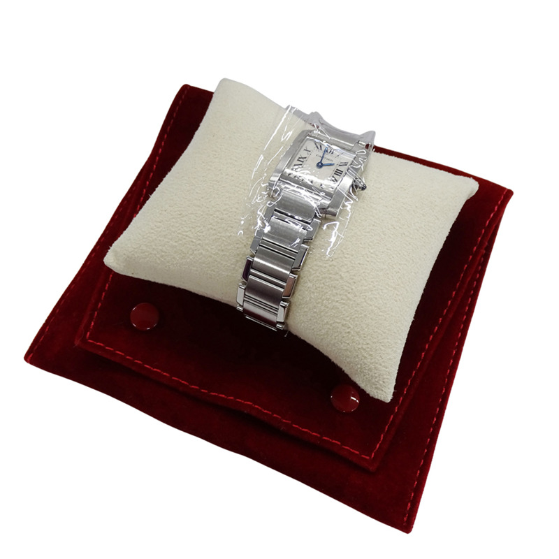 卡地亞 Tank Française 女士腕錶，SM 石英機芯，QZ 不鏽鋼錶殼，型號 W51008Q3，銀色/象牙色錶盤，拋光處理-7