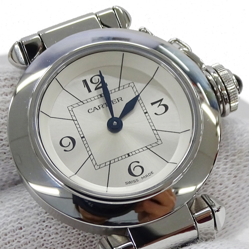 卡地亞 Miss Pasha 女士石英腕錶，QZ 不鏽鋼材質，型號 W3140007，銀色，圓形，拋光。-12