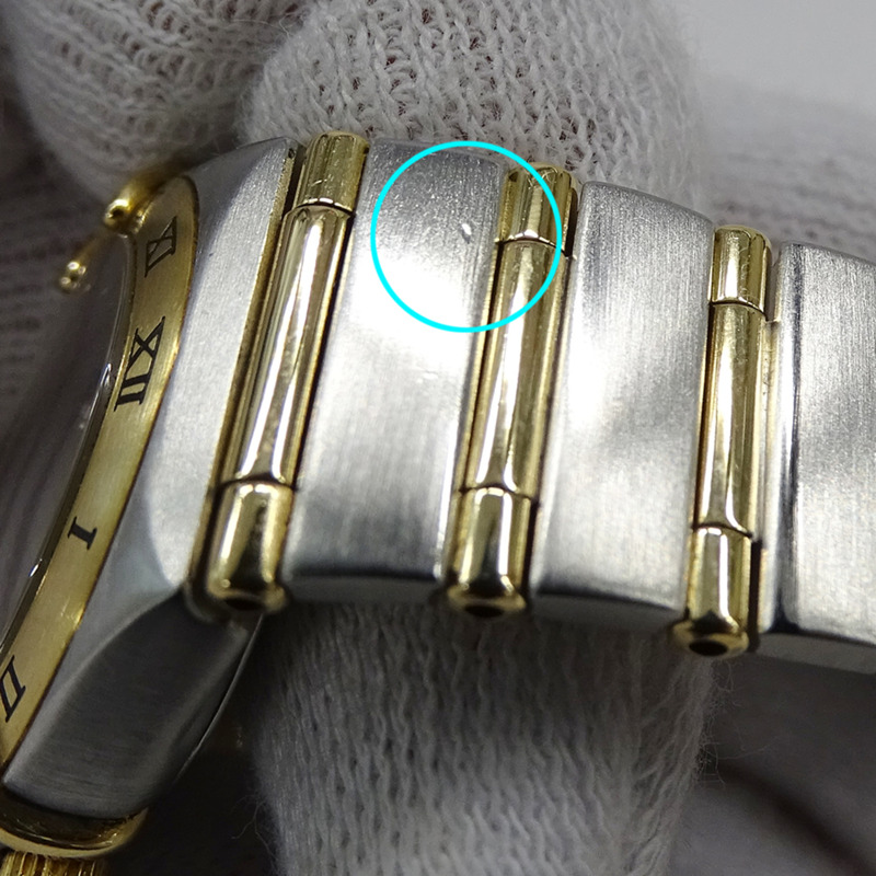 歐米茄星座系列迷你1262.70女士腕錶，貝殼石英機芯，不鏽鋼，鍍金，全條形，拋光-9