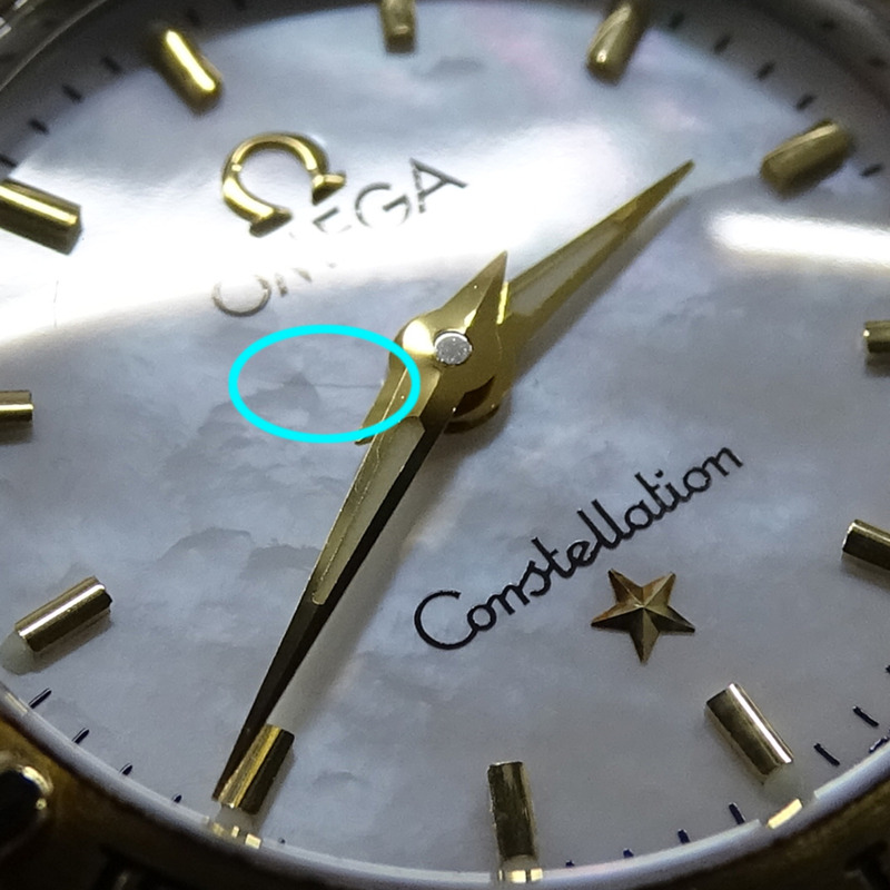 歐米茄星座系列迷你1262.70女士腕錶，貝殼石英機芯，不鏽鋼，鍍金，全條形，拋光-12