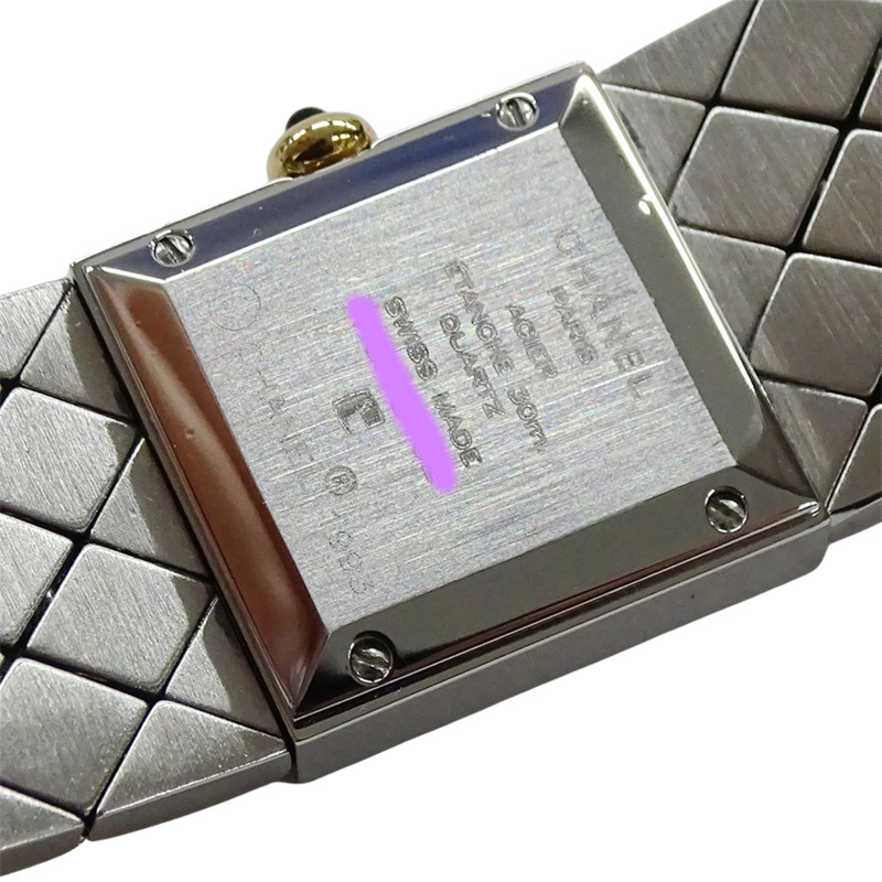 香奈兒女士絎縫石英腕錶，QZ系列不鏽鋼、金色和黃金材質，H0475，方形，拋光-5