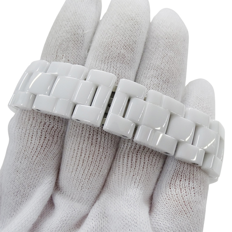 香奈兒男士 J12 12P 鑲鑽日期自動腕錶，不鏽鋼錶殼搭配白色陶瓷機芯 (H1629)，拋光處理-5