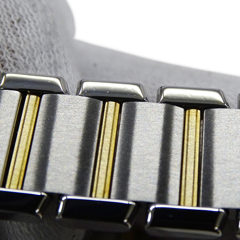 卡地亞 Tank Française 女士腕錶，SM，石英，QZ，不鏽鋼，黃金和黃色 W51007Q4，拋光-12