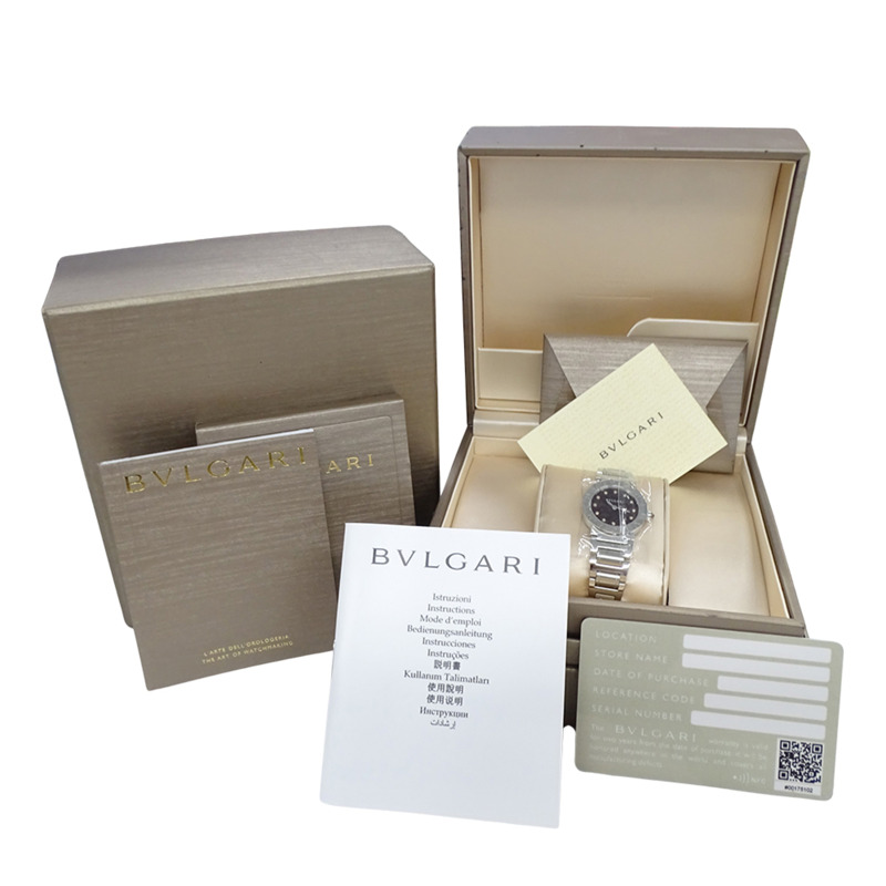 寶格麗女士腕錶，品牌：寶格麗，12鑽石英機芯，不鏽鋼錶殼，型號：BBL26S，銀紫色圓形錶盤，拋光處理-7