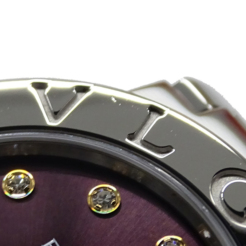 寶格麗女士腕錶，品牌：寶格麗，12鑽石英機芯，不鏽鋼錶殼，型號：BBL26S，銀紫色圓形錶盤，拋光處理-9