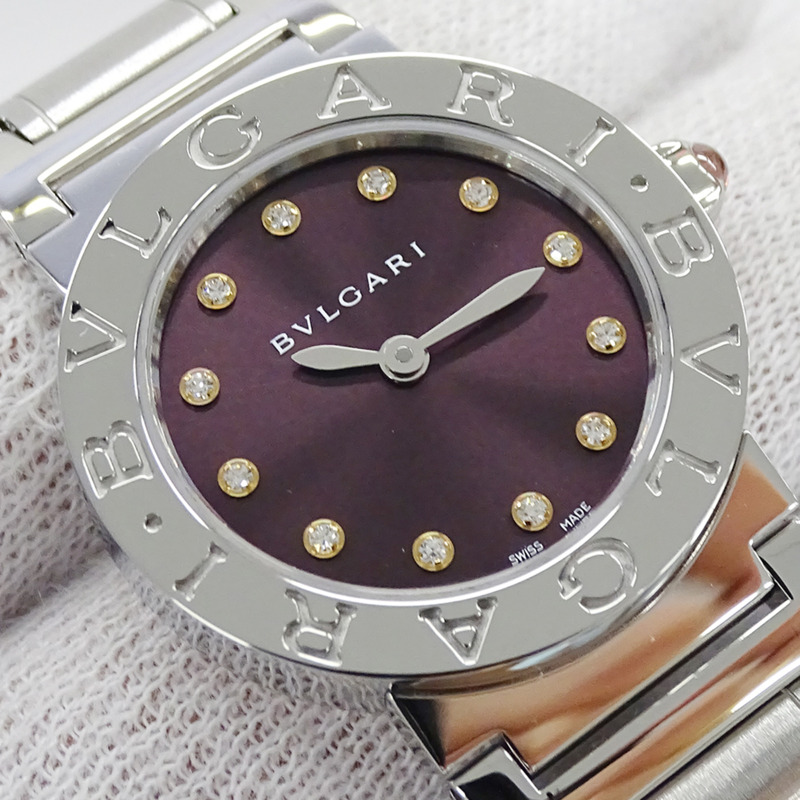 寶格麗女士腕錶，品牌：寶格麗，12鑽石英機芯，不鏽鋼錶殼，型號：BBL26S，銀紫色圓形錶盤，拋光處理-11