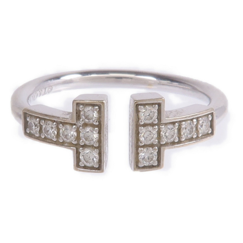 TIFFANY＆CO 18K白金T Diamond Wire Ring鑽石戒指US#4-1