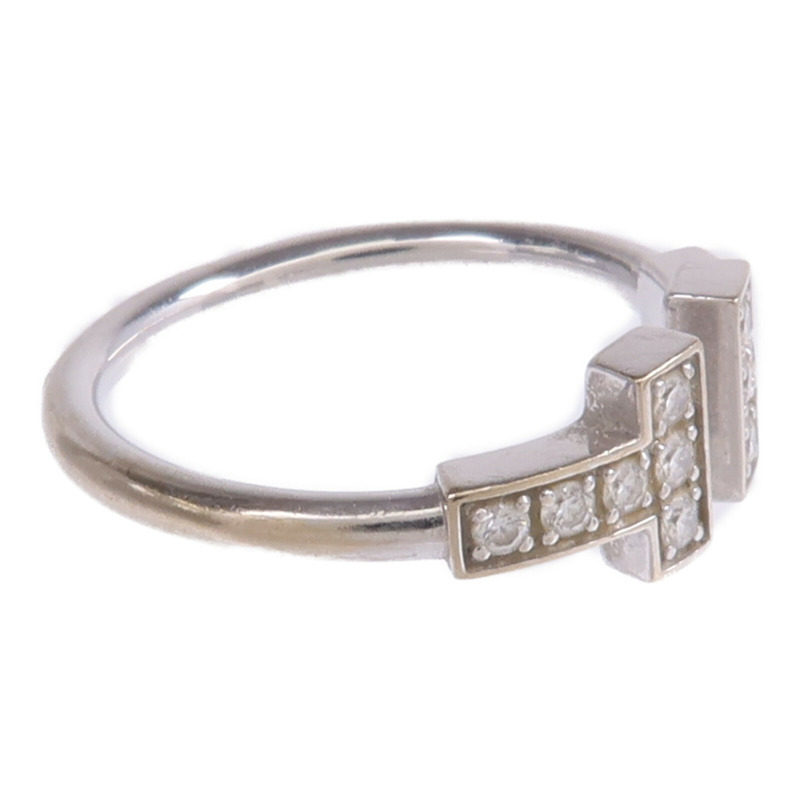 TIFFANY＆CO 18K白金T Diamond Wire Ring鑽石戒指US#4-3