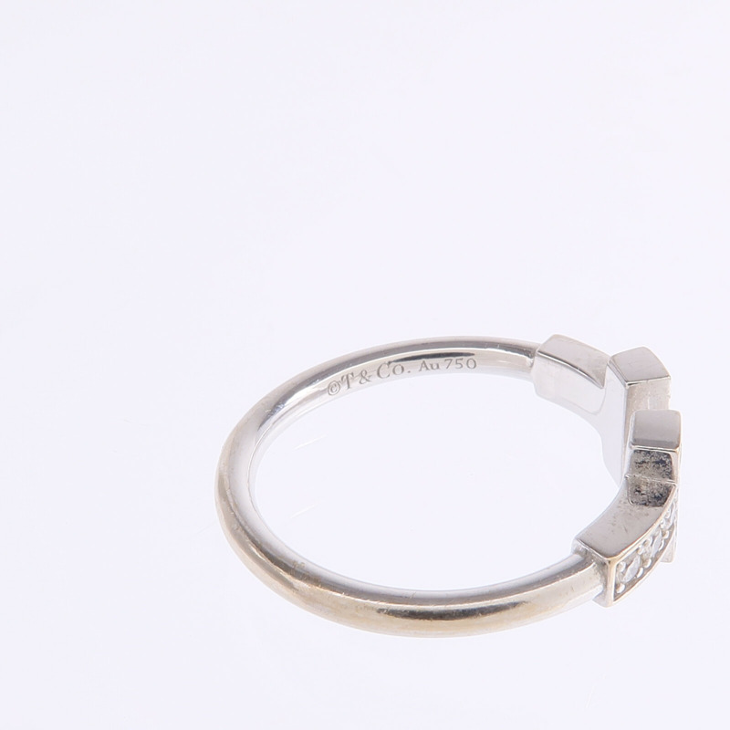 TIFFANY＆CO 18K白金T Diamond Wire Ring鑽石戒指US#4-4