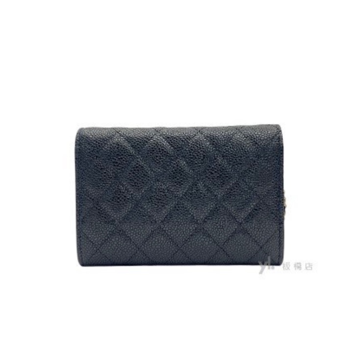 CHANEL 黑荔枝金釦斜背皮夾小包-7