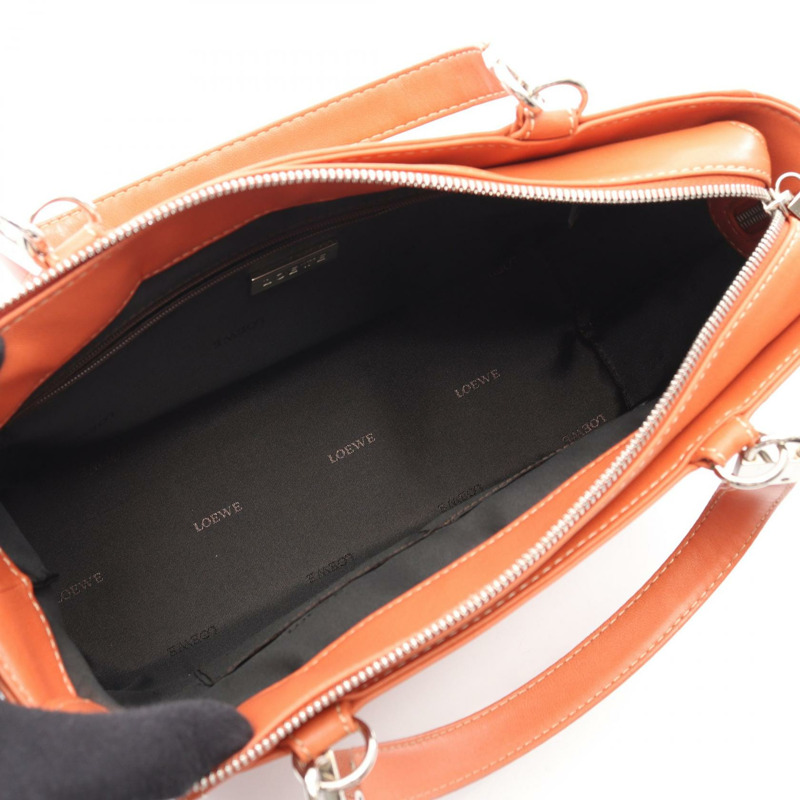 LOEWE Anagram 手提包，棕色皮革，二手女款-2