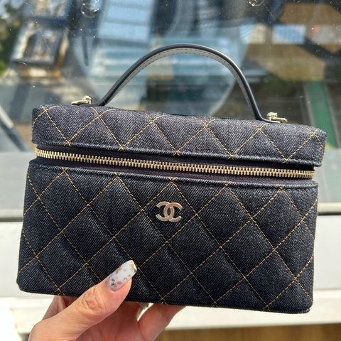Chanel LP飯盒包/26P/鍊條可拆卸/Denim 丹寧/牛仔