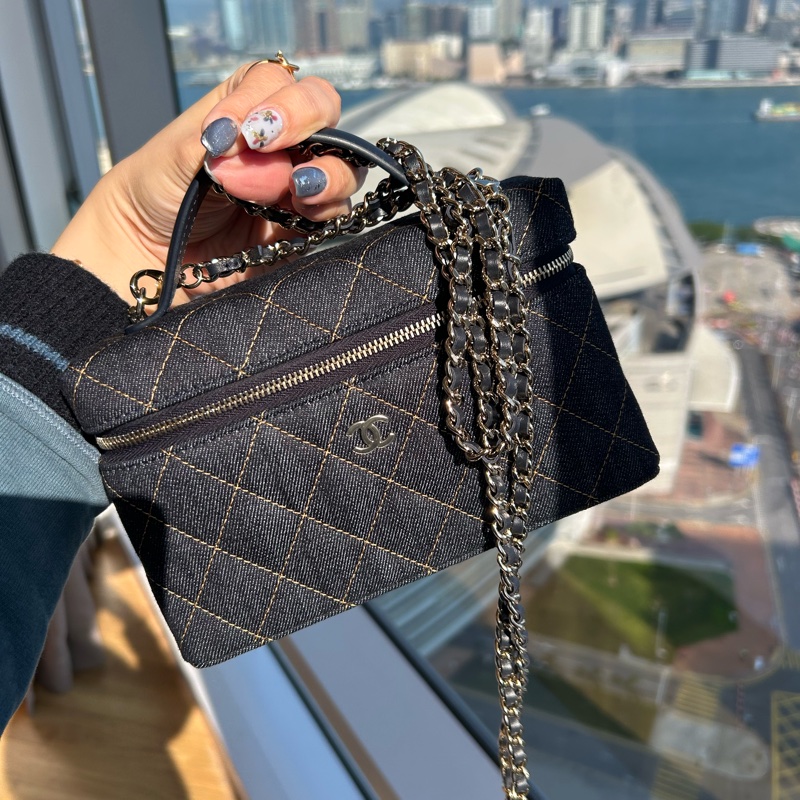 Chanel LP飯盒包/鍊條可拆卸/Denim 丹寧/牛仔-9