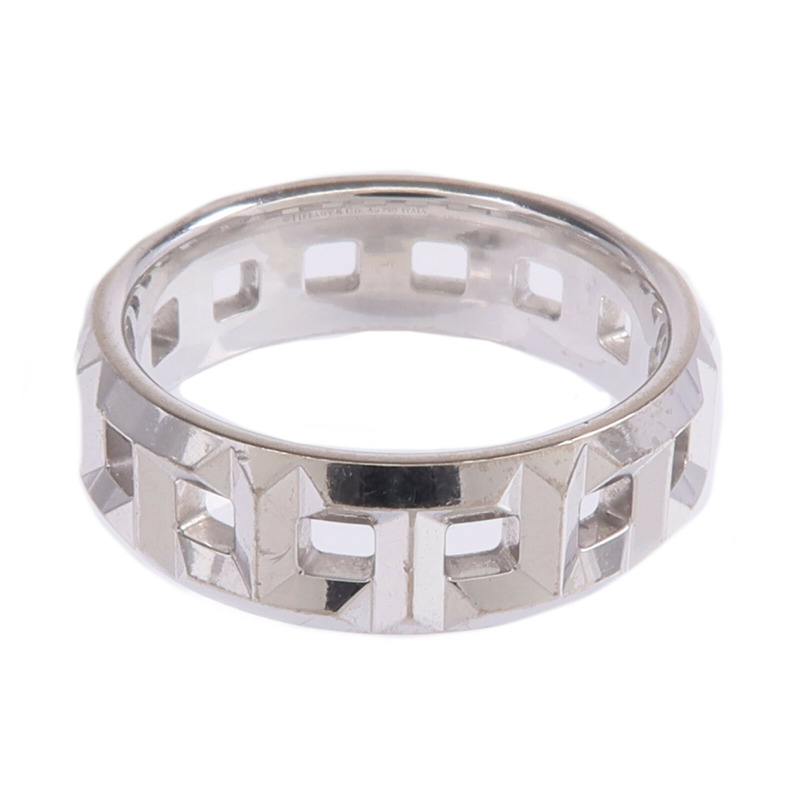TIFFANY＆CO 18K白金T True Wide Ring戒指US#4.5-2