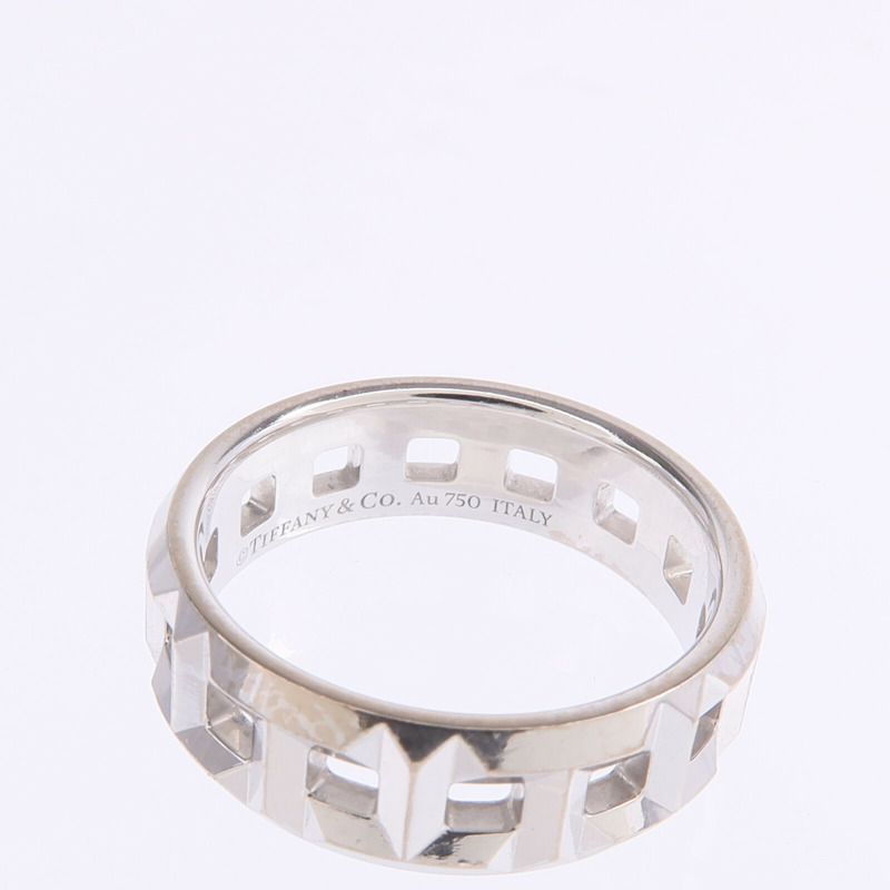 TIFFANY＆CO 18K白金T True Wide Ring戒指US#4.5-4
