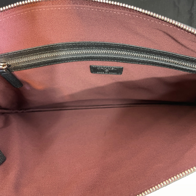 【包稅】CHANEL 經典魚子醬大黑色銀色手拿包 A82552-4