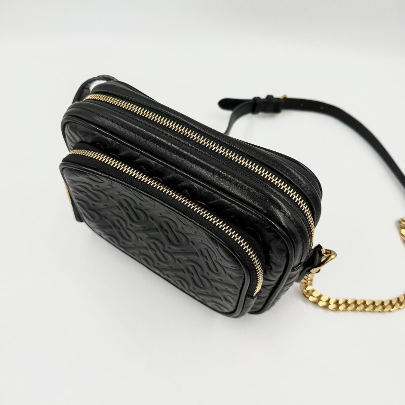 Burberry - 黑色牛皮金釦TB相機包-5