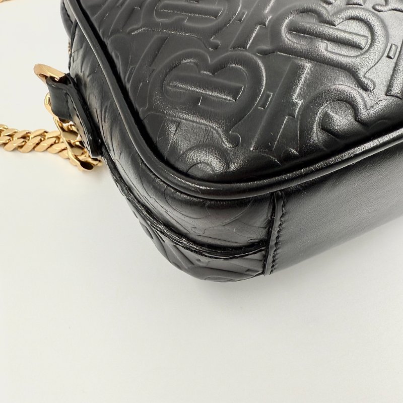 Burberry - 黑色牛皮金釦TB相機包-10