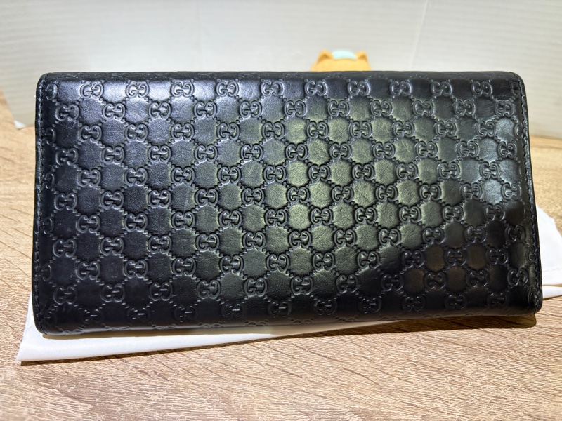 GUCCi經典壓紋牛皮翻蓋長夾 （黑色）-4