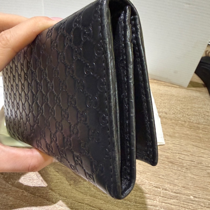 GUCCi經典壓紋牛皮翻蓋長夾 （黑色）-11