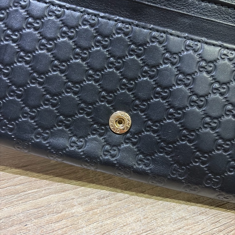 GUCCi經典壓紋牛皮翻蓋長夾 （黑色）-15