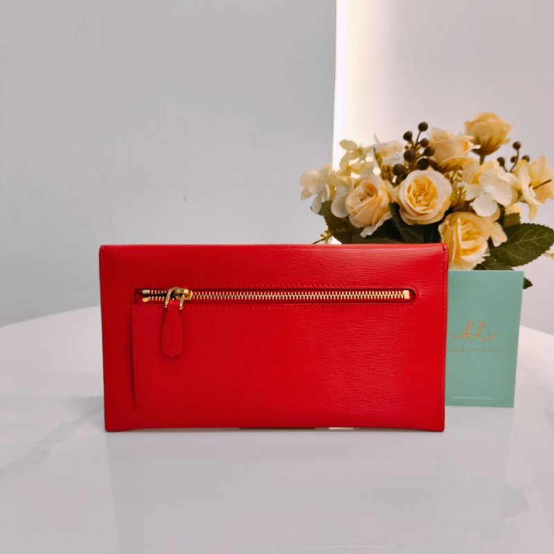 MS0501 Prada 普拉達 信封 水波紋 樹皮紋 紅色 金扣  Envelope Vitello Move Red x GHW-1