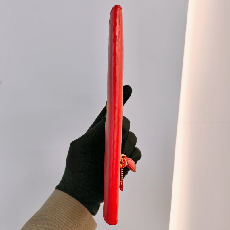 MS0501 Prada 普拉達 信封 水波紋 樹皮紋 紅色 金扣  Envelope Vitello Move Red x GHW-4