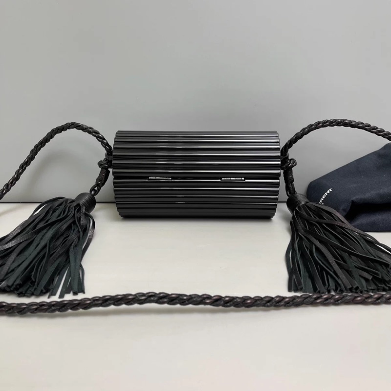 YSL聖羅蘭 限量黑色流蘇亞克力積木盒子包-1