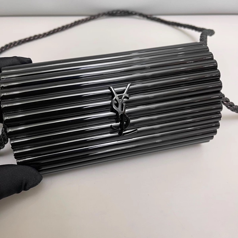 YSL聖羅蘭 限量黑色流蘇亞克力積木盒子包-4