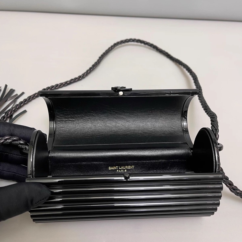 YSL聖羅蘭 限量黑色流蘇亞克力積木盒子包-5